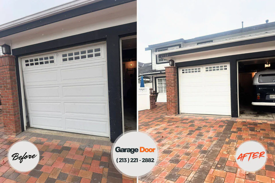 Before and after: garage door repair San Gabriel, CA
